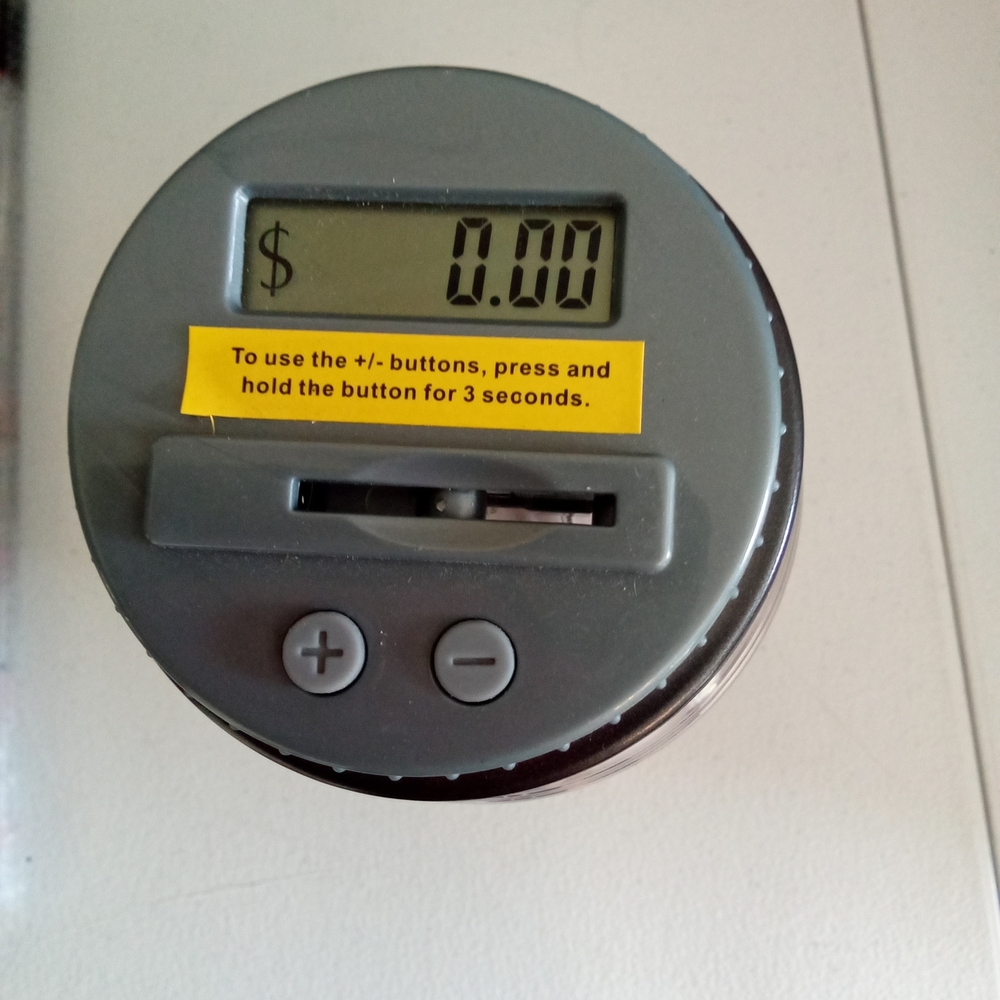 NWT Sharper Image Coin Container Digital Counter Collector Bank Clear Plastic